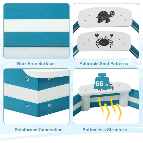 Bac à sable d'extérieur en bois avec motifs d'animaux de Costway pour chaises au fond du jardin