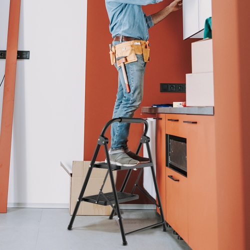 Costway 2 Step Ladder Folding Step Stool 330lbs Capacity with Anti-Slip Pedal & Handle