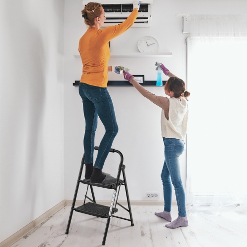 Costway 2 Step Ladder Folding Step Stool 330lbs Capacity with Anti-Slip Pedal & Handle