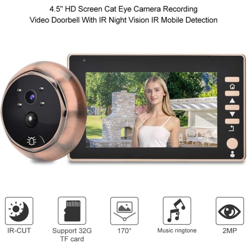 Smart Digital Door Viewer 4.3 Inch Screen Motion Detection Camera Video Alarm Support TF Card