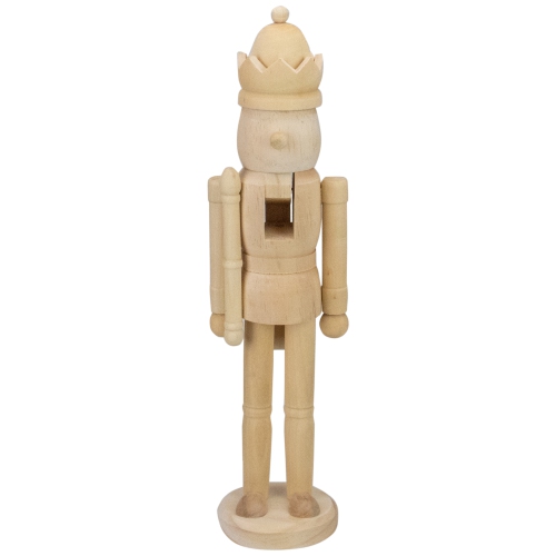 NORTHLIGHT  14.75" Unfinished Paintable Wooden Christmas Nutcracker With A Crown