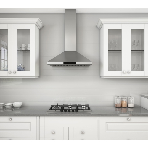 Ancona 30" Wall Mount Pyramid Range Hood with Night Light Feature