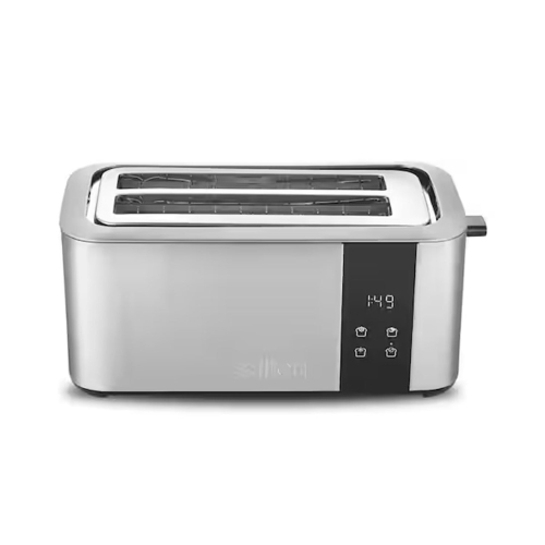 Salton - Digital Long Slot Toaster, 4-Slice Capacity, 1500 Watts, Stainless Steel