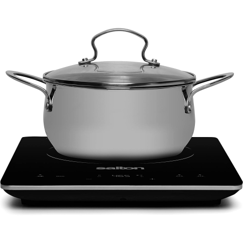 Salton - Portable Induction Cooker with LED Display, Cool Touch and 8 Temperature Settings, Black