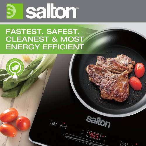 Salton - Portable Induction Cooker with LED Display, Cool Touch and 8 Temperature Settings, Black