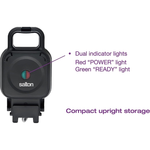 Salton - Waffle iron with or without topping, Ceramic coating, Black