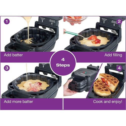 Salton - Waffle iron with or without topping, Ceramic coating, Black