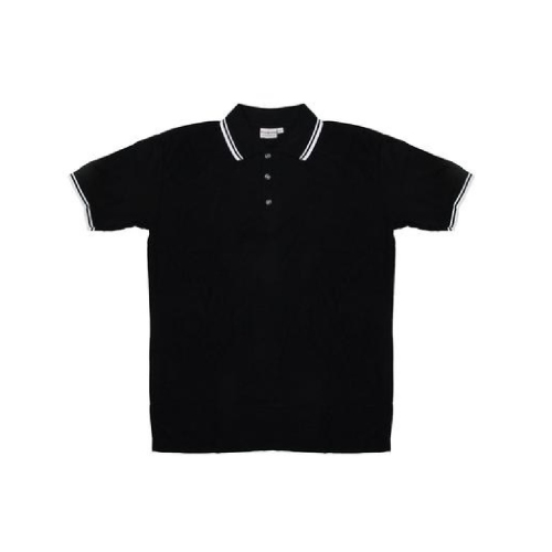 Men's Black Knit Pullover Golf Polo Shirt - Small