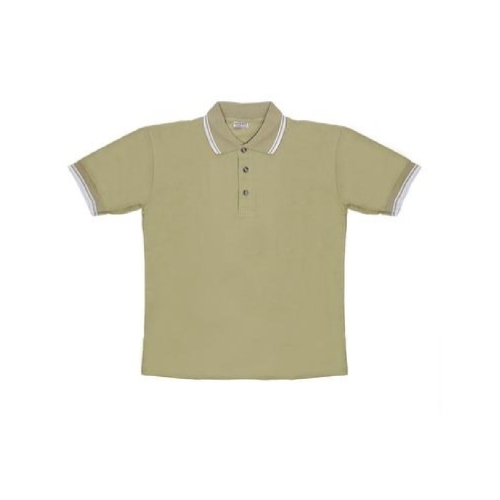 Men's Khaki Knit Pullover Golf Polo Shirt - Medium