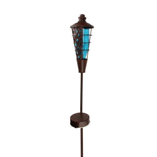 38.5" Blue and Brown LED Pre-Lit Flame Torch with Garden Stake