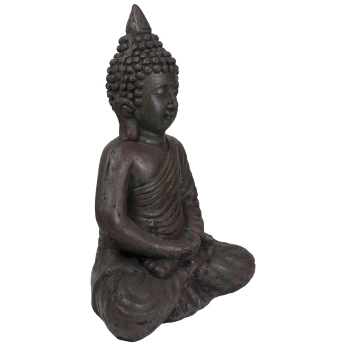 17.5" Dark Brown Meditating Buddha Outdoor Garden Statue