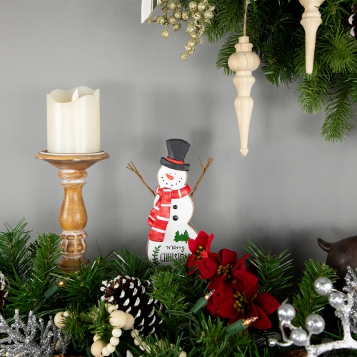 Wooden Snowman "Merry Christmas" Decoration - 8.5"