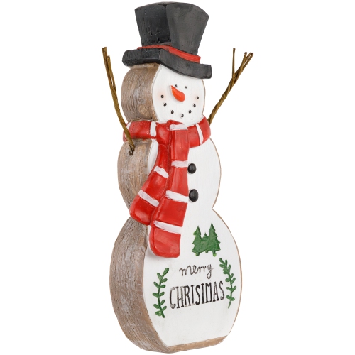 Wooden Snowman "Merry Christmas" Decoration - 8.5"