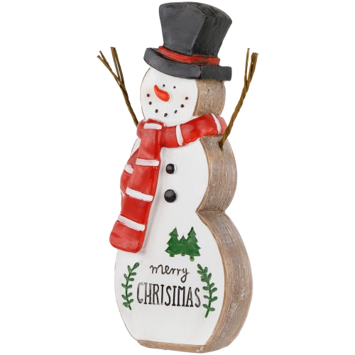 Wooden Snowman "Merry Christmas" Decoration - 8.5"