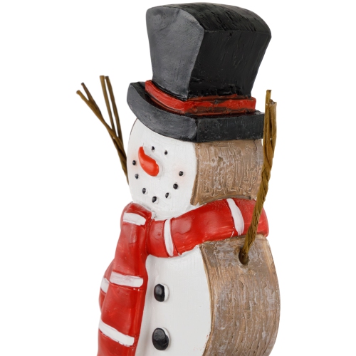 Wooden Snowman "Merry Christmas" Decoration - 8.5"
