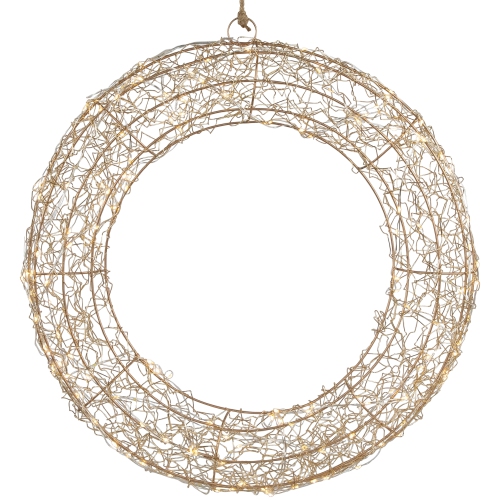 NORTHLIGHT  18" Led Lighted Wire Wreath Outdoor Christmas Decoration In Gold