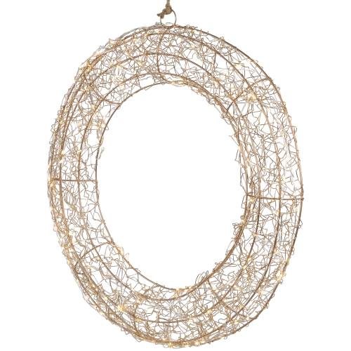 18" LED Lighted Gold Wire Wreath Outdoor Christmas Decoration