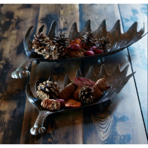 Set of 2 Elk Horn Christmas Tabletop Trays 5"