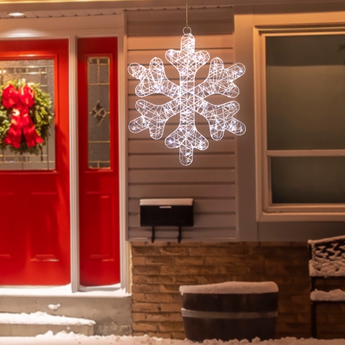 Décoration de Noël d'extérieur à flocons de neige lumineux à DEL - 23,5 po - Blanc froid