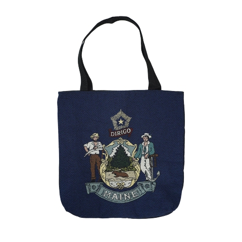 SIMPLY HOME  17" Great Seal Of The State Of Maine Decorative Tapestry Shopping Tote Bag