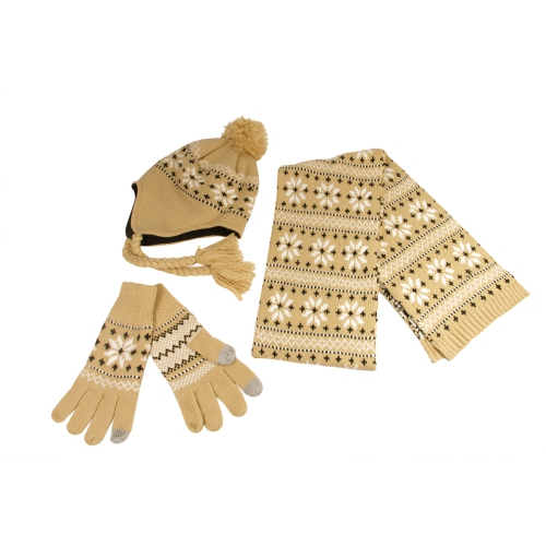 60" Unisex Light Khaki Jacquard Knit Winter Scarf