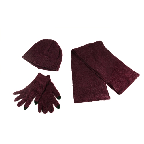 Bonnet d'hiver moelleux à l'aloès et bourgogne pour femme - taille unique