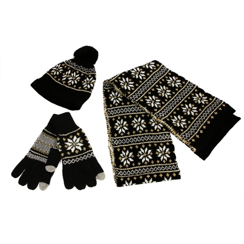 Bonnet d'hiver unisexe en tricot jacquard noir - Taille unique