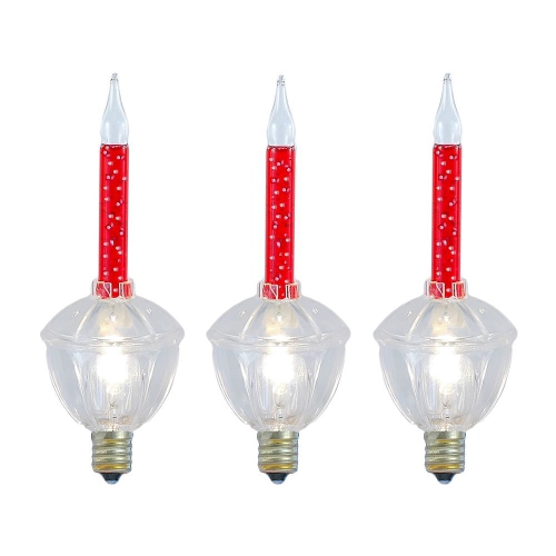 NOVELTY LIGHTS LLC  Novelty Lights Replacement Glitter Bubble Lights 3 Pack, Vintage Glass Holiday Bulbs \w Flowing Glittery Liquid, 5 Watts Each