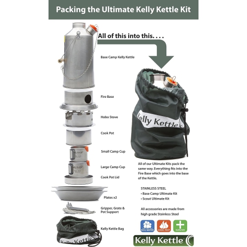 KELLY KETTLE ULTIMATE SCOUT KIT | Wood Stove Backpacking, Scouts, Camping