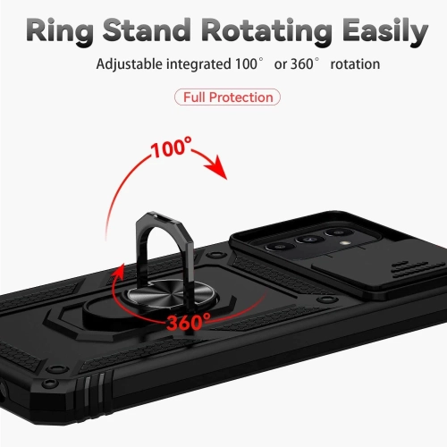 for Samsung Galaxy A13 5G Case with Screen Protector Slide Camera Cover & Kickstand Samsung A13 5G Case , Black