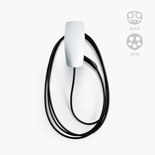Tesla – Universal Wall Connector Hardwired Electric Vehicle (EV) Charger - up to 48A - 24' - White