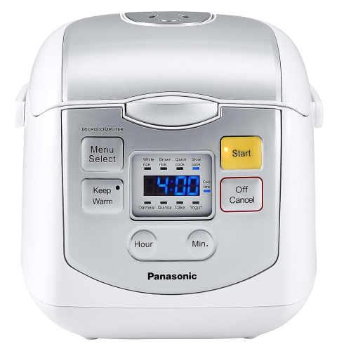Panasonic SR-ZC075W 4 Cup Microcomputer Controlled Rice Cooker, White/Silver -Open Box