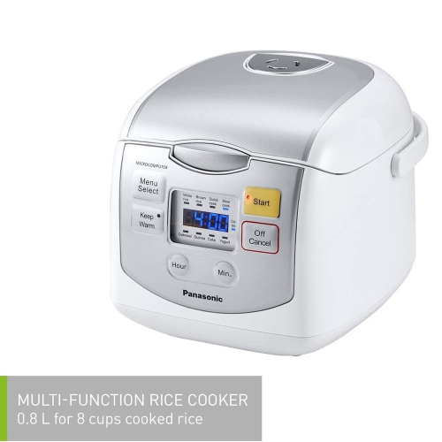 Panasonic SR-ZC075W 4 Cup Microcomputer Controlled Rice Cooker, White/Silver -Open Box