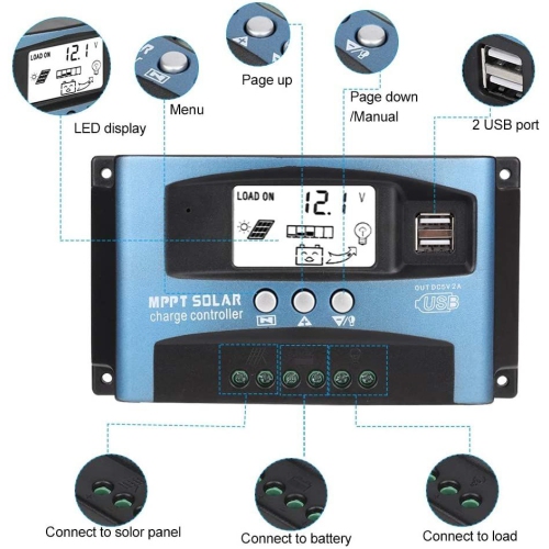ISTAR MPPT Solar Charge Controller USB Solar Panel Battery Controller Intelligent Regulator