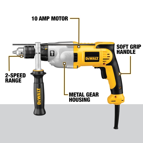 DEWALT Hammer Drill, 1/2-Inch, 10-Amp, Pistol Grip , Yellow