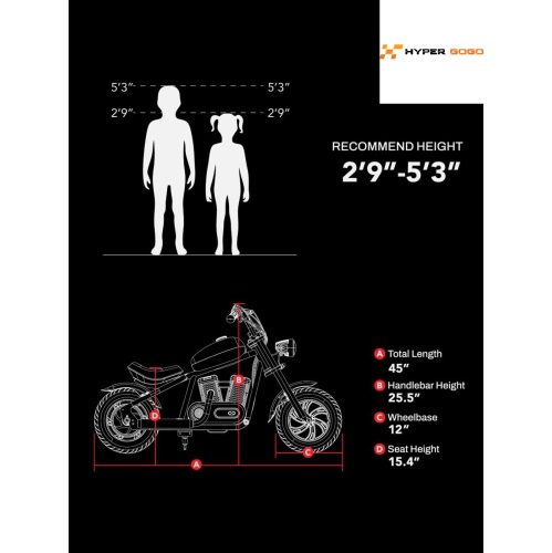 HYPER GOGO CHALLENGER 12 DELUXE - Kid's Electric Motorbike with App Integration - Dark Orange