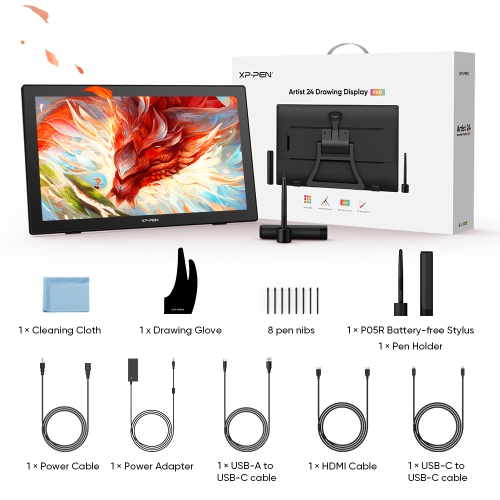 XPPen Artist 24 FHD Pen Display 23.8" Drawing Monitor with 8192 Pressure Levels Stylus