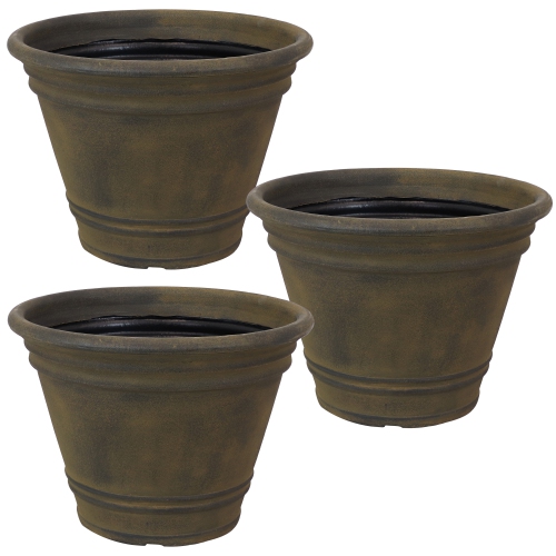 SUNNYDAZE DECOR  Sunnydaze 20 In Franklin Unbreakable Polyresin Planter - Sable - Set Of 3 Great Pots!!!!