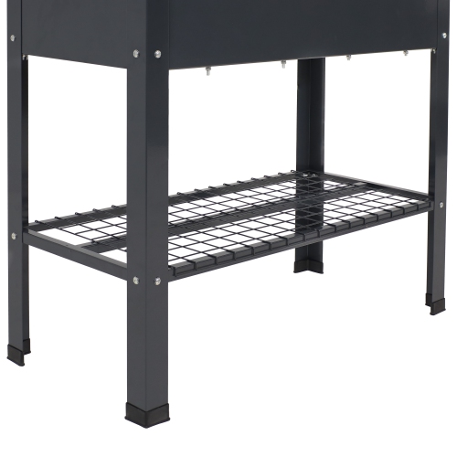 Sunnydaze Galvanized Steel Raised Bed with Mesh Shelf - Black - Set of 2