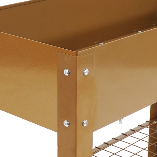 Sunnydaze Galvanized Steel Raised Bed with Mesh Shelf - Brown - Set of 2