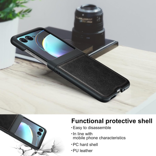 [CSmart] Étui mince antichoc rigide en cuir pour Moto Razr+ plus / Razr 40 Ultra 2023 de Motorola, noir