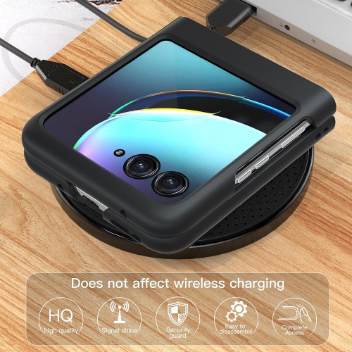 [CSmart] Étui mince antichoc rigide en cuir pour Moto Razr+ plus / Razr 40 Ultra 2023 de Motorola, gris