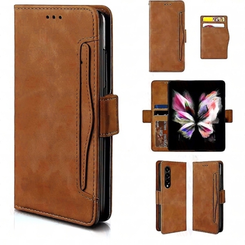 [CS] Samsung Galaxy Z Fold 5 5G 2023 Case, Magnetic Leather Folio Wallet Flip Case Cover with Card Slot, Brown