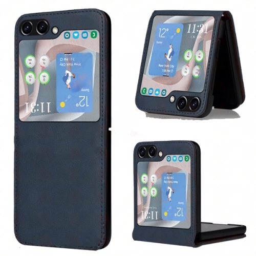 【CSmart】 Slim Fitted Shockproof PU Leather Case Cover for Samsung Galaxy Z Flip 5 5G 2023, Navy