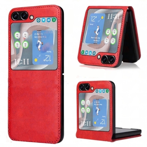 【CSmart】 Slim Fitted Shockproof PU Leather Case Cover for Samsung Galaxy Z Flip 5 5G 2023, Red