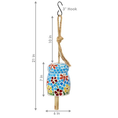Sunnydaze Spring Flowers Mosaic Glass Wind Bell Chime - 7 in