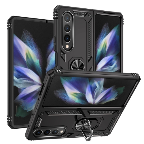 【CSmart】 Hybrid Magnetic Hard Kickstand Case Cover with Ring Holder for Samsung Galaxy Z Fold 5 5G 2023, Black