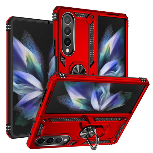 【CSmart】 Hybrid Magnetic Hard Kickstand Case Cover with Ring Holder for Samsung Galaxy Z Fold 5 5G 2023, Red