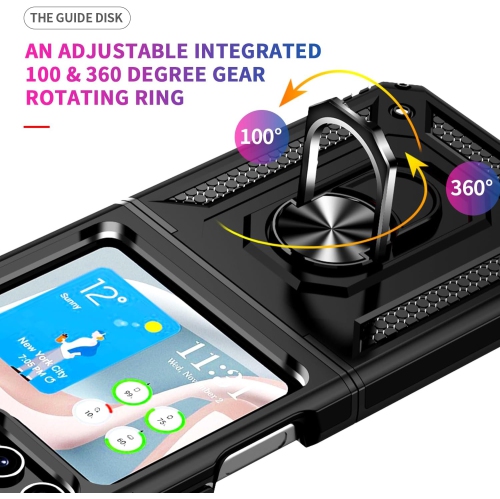 [CSmart] Étui rigide magnétique hybride avec support à anneau pour Samsung Galaxy Z Flip 5 5G 2023, rose doré