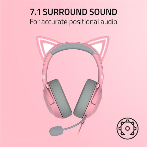 Image 8 of 10.. Razer Kraken Kitty V2 Edition Gaming Headset with Microphone - Quartz
